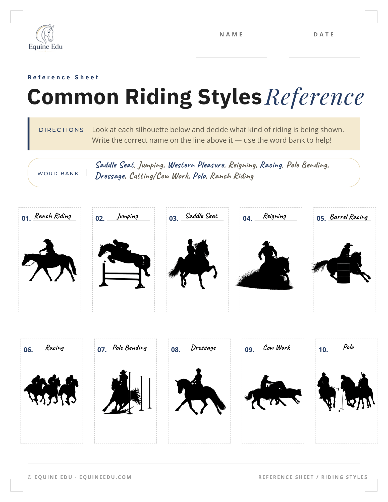 Label the discipline reference sheet preview