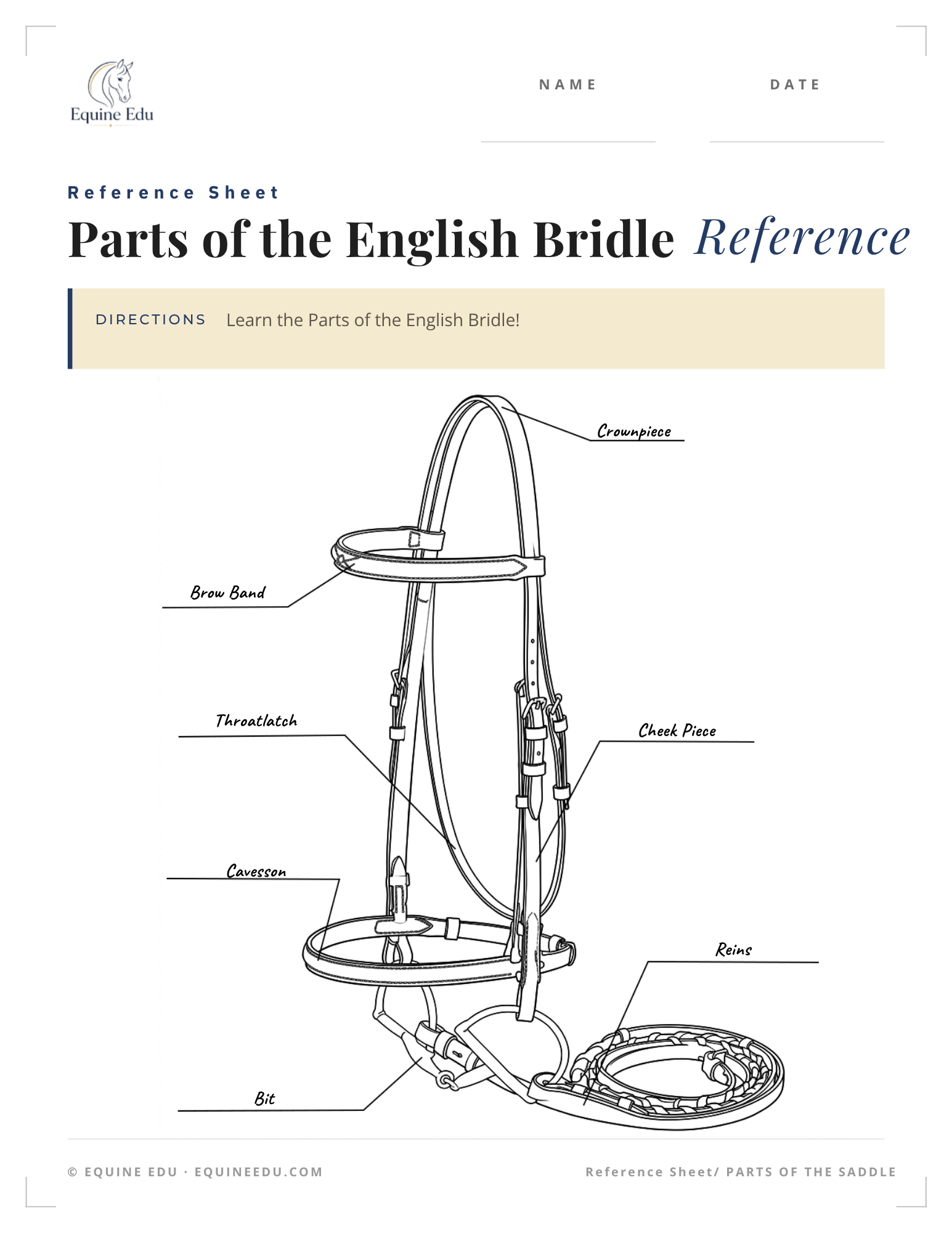 English Saddle Parts Reference preview