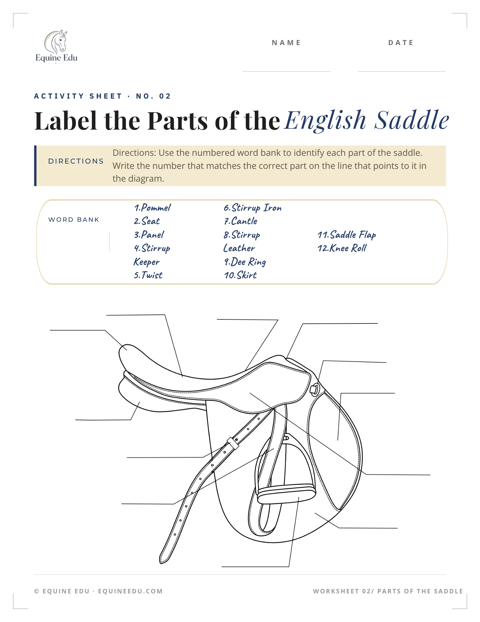 Label the English Saddle Underside preview